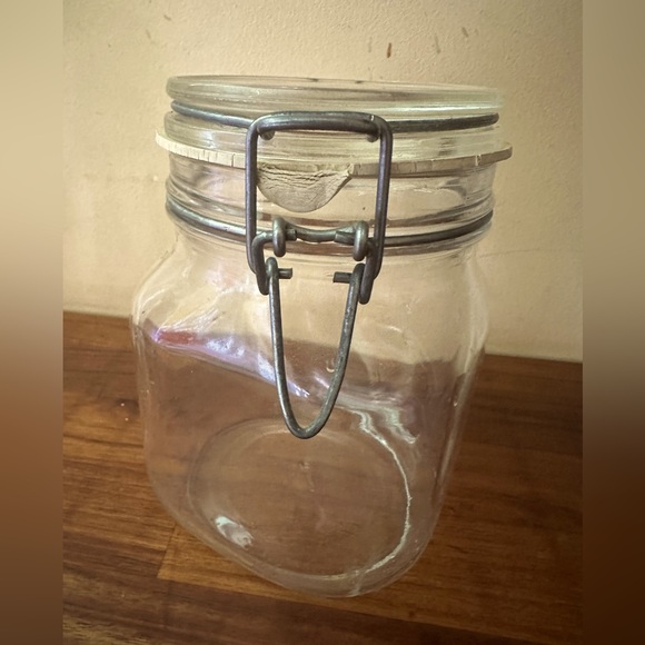 Vintage Glass Jar Per Alimenti Vetri Di Fidenza Made in Italy W/Lid 1/2 L Clear - Picture 1 of 7